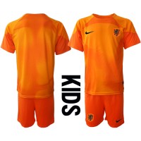 Fotballdrakt Barn Nederland Keeper Bortedraktsett VM 2022 Kortermet (+ Korte bukser)